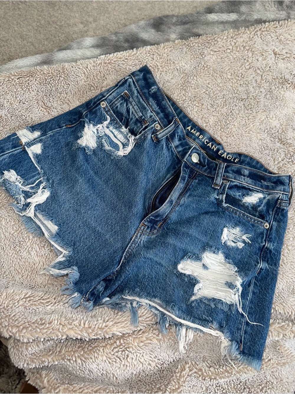 Mavi Distressed Dark Blue Denim Shorts